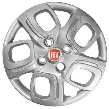 Imagem de Jogo 4 Calotas Aro 14 Emblema Fiat Uno Way Prata