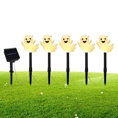 Imagem de Rrlihjgu Estaca Iluminada Halloween | 5 Peças Estacas Fantasma Solar Iluminadas,Decoracao Iluminacao Fantasma Halloween Impermeavel Para Caminho Quintal Cemiterio,Entrada Relvado Patio Jardinagem