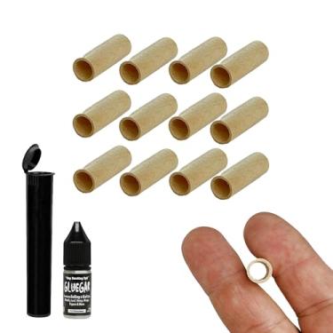 Imagem de Rolos de pontas de madeira vazadas - pacote com 12 - tamanhos variados - cigarro, charuto, rolos (pontas de rio) com tubo e GlueGar (10,5 mm)