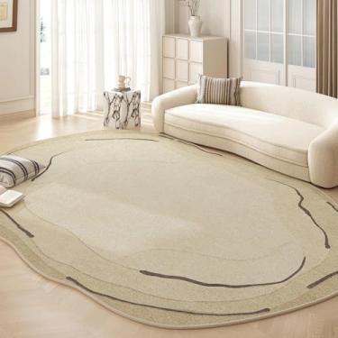 Imagem de Tapetes irregulares estilo creme para sala de estar, tapete macio e fofo, decoração de quarto luxuosa, tapete grosso de pelúcia para estudo (200x300 cm/B)