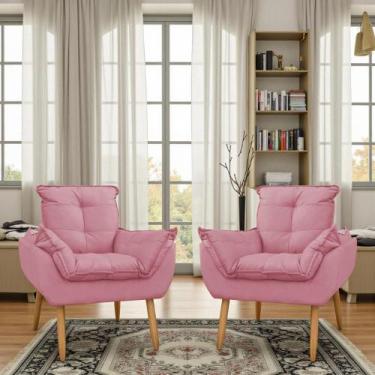 Imagem de Kit 2 Poltronas Para Sala Decorativa Opala Pés Palito Suede - Porto De