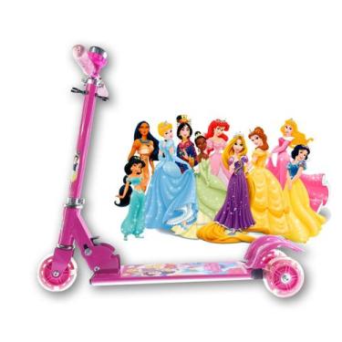 Imagem de Patinete Infantil De Ferro 3 Rodas Com Luz Princesas 2 - Scooter