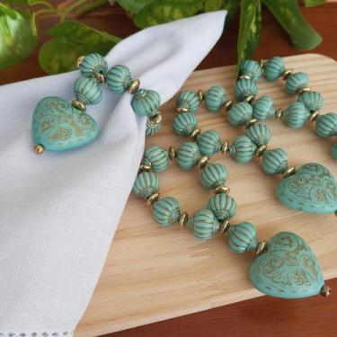 Imagem de Porta Guardanapo De Coração Turquia Azul Turquesa 10x5 Cm - Mesa e seu