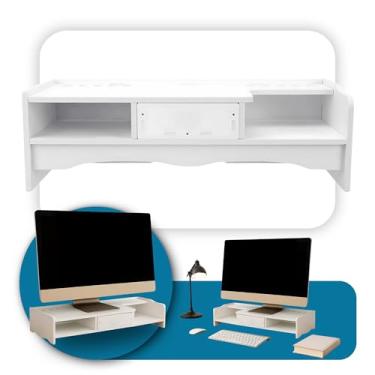 Imagem de Mesa Monitor Suporte Para Notebook De MDF Stand Desk Base Home Organizador Office Setup (Com Gaveta)