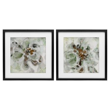 Imagem de Stupell Industries Abstração floral reminiscente 2 peças impressão emoldurada preta conjunto sob vidro, design por Liz Jardine, 13 x 13