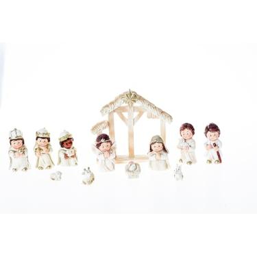 Imagem de WHLHMK Decoração de presépio de resina (branco)