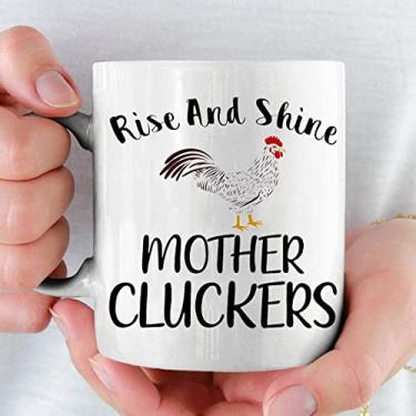 Imagem de Babimarkeebei Caneca De Café Engraçada Babimarkeebei, "Assuma E Brilhe, Mãe Cluckers!", Presente Com Tema Galo, Galinha Para Mulheres, Branca, 325 Ml, Cerâmica Ou Chá, Crazy Lady Lovers