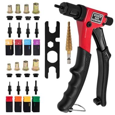 Imagem de Socpuro Kit de ferramentas de porca de rebite, conjunto de ferramentas de rebite de 20 cm, rebitador com 8 mandris métricos e SAE, conjunto de ferramentas de rebite Nutsert com 80 peças de rebites