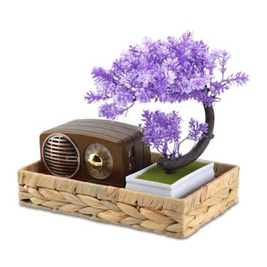 Imagem de Bandeja de banheiro, cesta de banheiro de 25,5 cm, retangular, organizadora de tecido à mão, bandeja decorativa para vaso sanitário, prateleira de cozinha, mesa de jantar (tamanho: 25,5 x 15 x 5,5 cm)