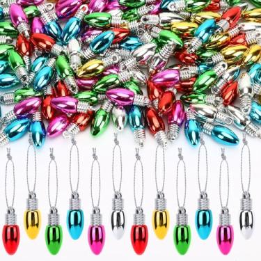 Imagem de 150 peças de enfeites de bolas de Natal, mini lâmpadas de plástico, bolas penduradas com corda para decoração de festa de Natal