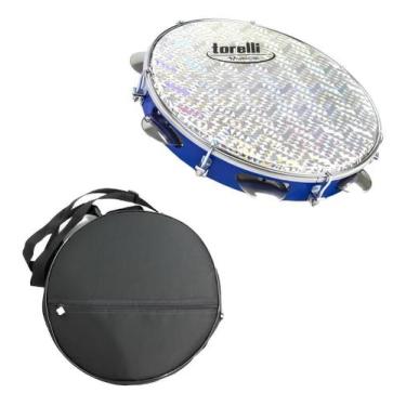 Imagem de Pandeiro 10'' Azul Injetado Em Abs Torelli Tp308 Com Capa - Torelli Mu