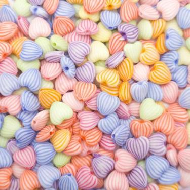 Imagem de Miçanga Passante Coração Plástico Colorido 10mm 50pçs 30g - Macall