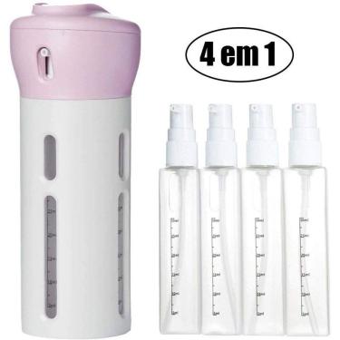 Imagem de Dispenser 4X1 Pote Viagem Mala Shampoo Líquido Sabonete ROSA