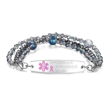 Imagem de mnmoom Pulseiras de identificação médica intercambiáveis de 19 cm para mulheres, pulseiras de alerta médico com gravação gratuita, Medium, Metal, Sem pedras preciosas