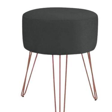 Imagem de Puff magnus redondo preto pés aramado rose gold para sala