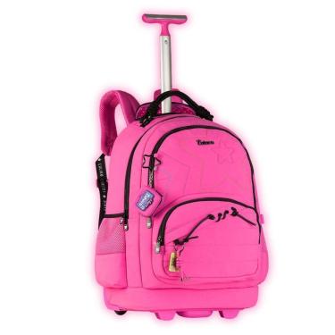 Imagem de Mochila Luluca De Rodinhas Escolar Mala Viagem Meninas Rosa