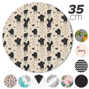 Imagem de Sousplat Avulso Base De Mdf 35Cm Completo Estampado Cactos