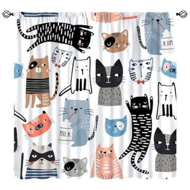 Imagem de Cortinas engraçadas para gatos, mamadeiras fofas de desenho animado, tratamentos de janela, animais de estimação, cortinas para meninas, meninos, bebês, crianças, quarto, sala de estar L 106 cm x C