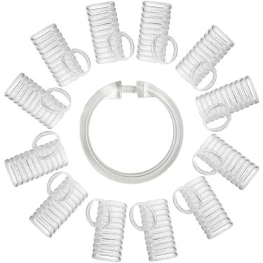 Imagem de Kutesna 144 peças de anéis de cortina de chuveiro de plástico transparente, ganchos de cortina de chuveiro, ganchos de chuveiro para varões de banheiro, ganchos de cortina decorativos com deslizamento