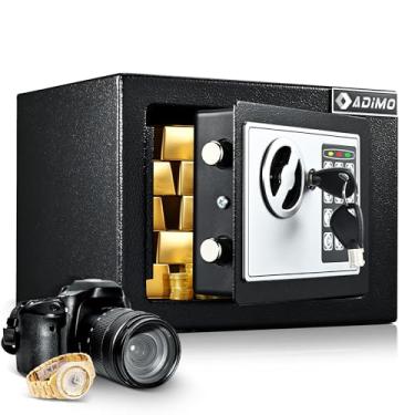 Imagem de ADIMO Cofre pequeno para dormitório universitário, 1 metro cúbico, cofre para dinheiro com chaves, código de passagem e kits de montagem na parede, cofre de casa oculto para dinheiro, joias e valioso
