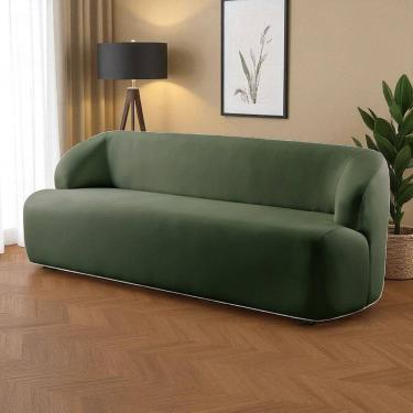 Imagem de Sofá Fixo Noah 3 Lugares Luxo 2,20m Castellar Móbile Veludo Verde