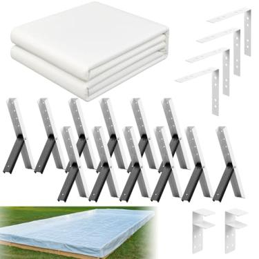 Imagem de Innconee Kit de pista de patinação de 7,6 x 7,6 m para substituição de quintal DIY lona de forro de pista de gelo branco e ferragens para treino de hóquei em casa ou treinamento de patinação no gelo