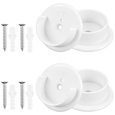 Imagem de Xindojuz 4 peças de suportes de varão de armário, soquetes de plástico para tensão, suporte de barra de tubo de guarda-roupa resistente com parafusos para casa de banho, cortina de chuveiro, loja de