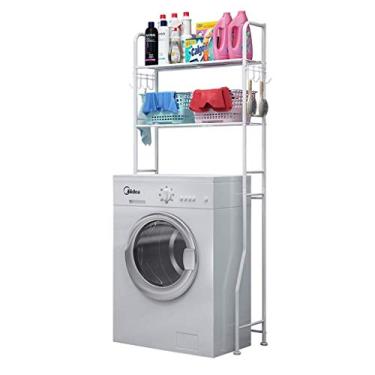 Imagem de Estruturas de armazenamento de lavadora para banheiro, prateleira 2 - Camada sobre rack de armazenamento Washinghine - Prateleira de banheiro de metal utilitário - Rack de armazenamento utilitário p