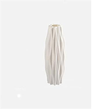 Imagem de WUHUQN Vaso de flores, vasos de plástico, inserções de flores domésticas, vasos de flores para sala de estar, simples, pequenas flores secas, decorações e ornamentos brancos, vaso para arranjos