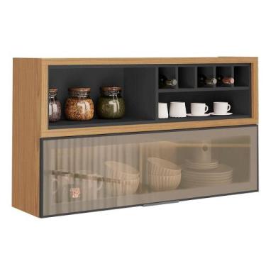 Imagem de Armário Aéreo de Cozinha Itatiaia 1 Porta e Nicho Grafite New Porto