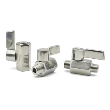 Imagem de 1 peça válvula de esfera 304 grau 1/8 1/4 3/8 1/2 3/4 NPT rosca cabo de aço inoxidável (3/10.2 cm, NPT_MACHO PARA MACHO)