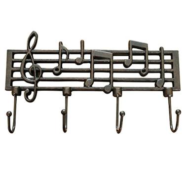 Imagem de Cabide de parede de ferro fundido, suporte de parede simples de entrada, gancho de quarto doméstico, decoração de parede retrô, rolamento de carga 10 kg (cor: cor retrô, tamanho: 32,8 x 19,8 cm)