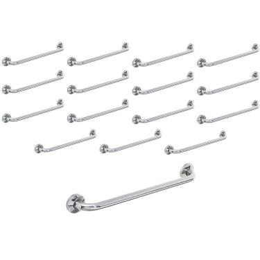 Imagem de Alça de Apoio Inox Barra 80cm Kit 16 Uni Acessibilidade Idoso Quarto Banheiro Corrimao