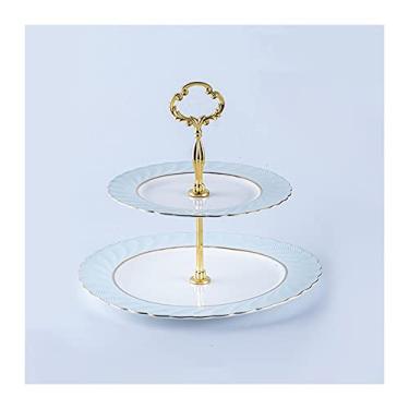 Imagem de Suporte de bolo de cerâmica com alça de sobremesa para cupcake bandeja de servir para festa de casamento, celebração do dia da Grã-Bretanha, decoração de casa, torre de cupcake