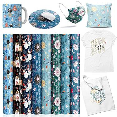 Imagem de Folhas de tinta de transferência de sublimação - Papel de sublimação de neve de Natal de 30,5 x 30,5 cm para alegria de prensa térmica, 8 peças