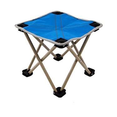 Imagem de ZYHSIJOBAS Banqueta dobrável, portátil, para acampamento, praia, pesca, cadeira dobrável para adultos, azul