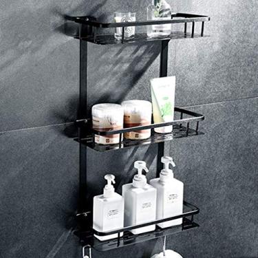 Imagem de Prateleira de banheiro prateleira de banheiro toalheiro prateleiras de armazenamento de chuveiro suporte de toalha de parede com ganchos cozinha de hotel disponível armazenamento de banheiro (edição