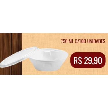 Imagem de Marmitex de Isopor 750 ML com 100 unidades - Plástico 