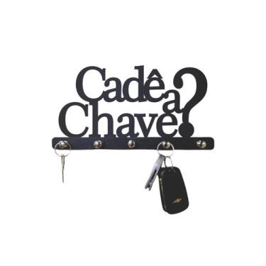 Imagem de Porta Chaves Cadê a Chave Decorativo de Parede em MDF 3mm Preto Brilha