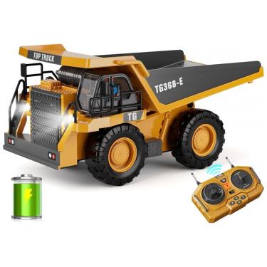 Imagem de Caminhão de Brinquedo basculante RC, Controle Remoto de 9 Canais com Cama de Metal Iluminada, Bateria Recarregável, KIDMARKT