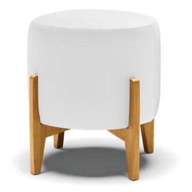 Imagem de Puff Banqueta Decorativo Base Madeira Stella Sintético Branco D03 - D'Rossi