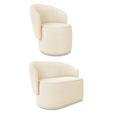 Imagem de Sofá Namoradeira e Poltrona Orgânica para Sala Malu Bouclê M11 - D'Rossi