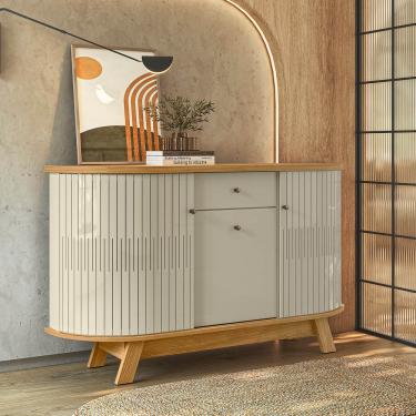 Imagem de Balcão Aparador Buffet Sala de Estar 136cm Wylan Cumaru/Opala M20 - D'Rossi