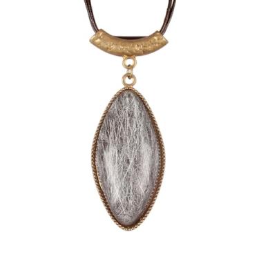 Imagem de joymiao Colar de couro para mulheres, pingente grande, gargantilha hippie, vintage, colar grosso, boêmio, para mulheres, Couro sintético, Sem Pedra Preciosa