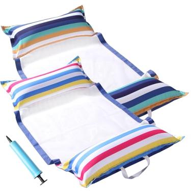 Imagem de FindUWill Boias de rede de piscina, GG, pacote com 2 boias de água infláveis 4 em 1 (sela, espreguiçadeira, drifter), espreguiçadeira para adultos