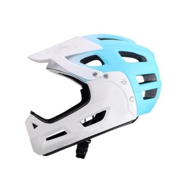 Imagem de harayaa Capacete de bicicleta para adultos, respirável, para esportes ao ar livre, BMX, escalada, patinação, com aba de chapéu de sol, confortável, Branco Azul