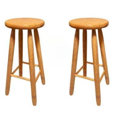 Imagem de Banquetas Alta, Kit Banquinhos Grande em Madeira Maciça 70cm Altura(2 Bancos Grandes)