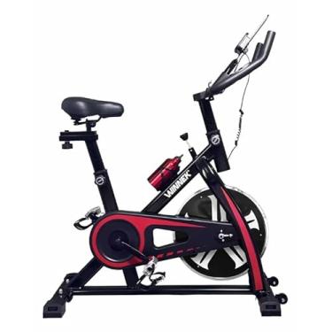 Imagem de Bicicleta Spinning Ergometrica Com Roda De Inércia De 6kg Winnek Fitness Preto Vermelho Suporte Para Celular E Tablet
