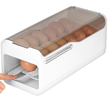 Imagem de Bandeja de ovos Jankings Press Roll – Organizador de ovos de polipropileno transparente empilhável com dispensador automático para geladeira e cozinha, portátil, armazenamento de ovos à prova de