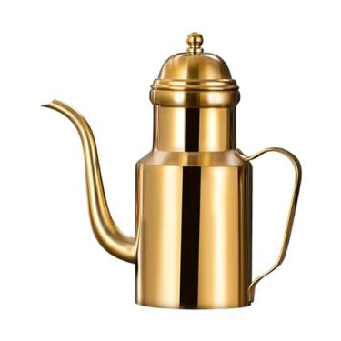 Imagem de KiBcsLic Dispensador de óleo de aço inoxidável, garrafa dispensadora de molho de soja, à prova de vazamentos, dispensador de óleo, vinagre para uso doméstico e, Ouro